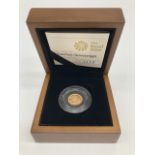 Royal Mint 2010 UK Quarter-Sovereign Gold Proof Coin, encapsulated, cased and boxed with cert. No.