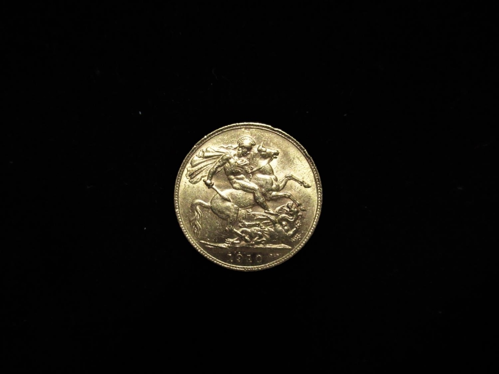 Edw. VII gold sovereign, dated 1910 7.9g - Image 2 of 2