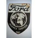 An enamelled steel plate Ford Agence Service 1947 advertising sign. H53.6xW38cm