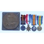 Medal group consisting WWI Mons Star, Victory medal and British War medal, matching death penny