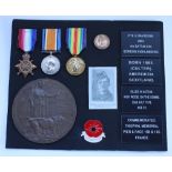 Presentation frame for 2963 Pte. G. Davidson, 4th Bn. Gordon Highlanders, KIA on the Somme 22nd July