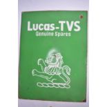 An enamelled steel plate Lucas TVS advertising sign. H60.4xW45.1cm