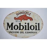 An enamelled steel plate Gargoyle Mobiloil Vacuum Oil Company advertising sign. L54.8xH36.4cm