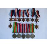 Collection of WWII medals incl. 1939-1945 Star (4), France and German Star (4), War medal 1939-