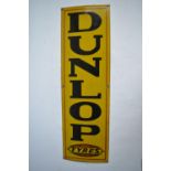 An enamelled steel plate Dunlop Tyres advertising sign. H92.9xW28cm