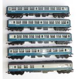 5 Hornby OO gauge passenger coaches, 4 marked 'InterCity', all with added lighting units (tested but