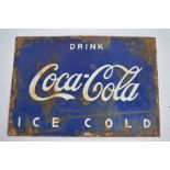 An enamelled steel plate Drink Coca-Cola advertising sign. W40.7xH28cm