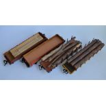 4 unboxed G gauge wagons including a Lehmann and Bachmann flat wagon and 2 low sided wagons, 1