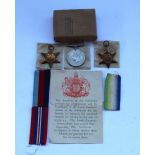 Set of three WWII medals including British War Medal 1939-45, 1939-45 Star and the Atlantic Star (