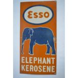 An enamelled steel plate Esso Elephant Kerosine advertising sign. H61.1xW30.6cm