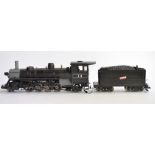 A G-gauge 2-8-2 tender loco (no makers marks, Aristo?) with some modifications, re-painting and