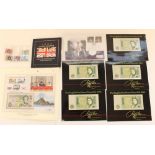Selection of Raffles 1984 Bank of England £1 notes, Diamond Jubilee coin cover, 1995 UK BUNC coin