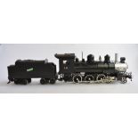 A Bachmann G-gauge 4-6-0 loco and tender. Both adapted/modified including paintwork to make the