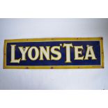 An enamelled steel plate Lyons Tea advertising sign. W101.6xH30.5cm