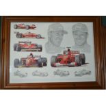 Three framed prints by Stuart Mcintyre, "Tribute To Ferrari", "Tribute to Mclaren" and "Tribute To