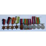 Large collection of WWII medals including two Defence medals, three 1939 - 1945 War medals and