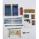 A collection of pre-war Meccano and Hornby tin plate and cast metal O gauge accessories.