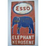 An enamelled steel plate Esso Elephant Kerosine enamel advertising sign. H58.5xW30.5cm