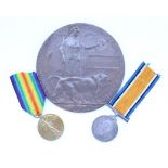 WWI group inc. Victory medal and British War medal and death penny awarded to 35632 Pte. J. Horrocks