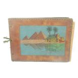 Brown leather photo album of Egypt, Tel-Aviv, containing photos of Sunset on the Nile, Luxor, Ben