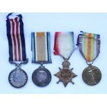 WWI group consisting medal trio and military medal to E-1136 Pte. H. Croudace Royal Fusiliers