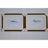2 limited edition pencil sketch prints (22 and 23 of 25) by aviation artist Robin Smith, both of