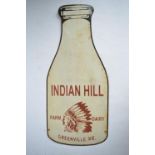 An enamelled steel plate Indian Hill Dairy Farm advertising sign. H76.4xW33.4cm