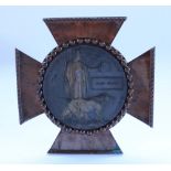 WWI death penny in bronze cut frame awarded to Hugh Wilson