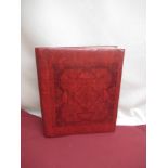 Red folder containing signed photos of actors and celebrities inc. Michael Caine, Ronald Reagan,