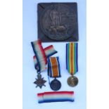 WWI group inc. trio and death penny awarded MS-3717 Pte. C. Wellington A.S.C.