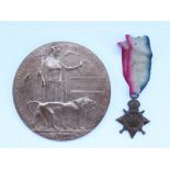 WWI 1914-1915 star and death penny awarded 3747 Pte. J. Roper Lancashire Fusiliers. Pte. Roper Was