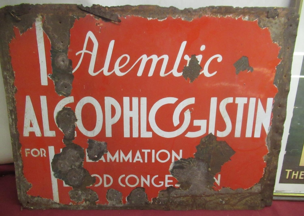 Framed Raleigh All-Steel bicycle advertisement and a vintage enamel sign "Alembic Alcophlogistin for - Image 2 of 3