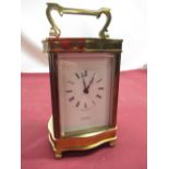 J.W.Benson of London, battery powered carriage clock, with white enamel dial, clock runs