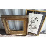 Early C20th giltwood and gesso picture frame, aperture 37cm x 45cm, overall 66cm x 73cm Chinese