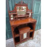 Victorian mahogany mirror back chiffonier, with blind fret and baluster turned decoration on tapered