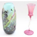 Joye Colbeck Cameo art glass vase, ltd ed. no 1 of 10, H19cm, and a small Murano Venetian figural