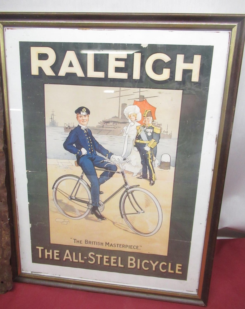 Framed Raleigh All-Steel bicycle advertisement and a vintage enamel sign "Alembic Alcophlogistin for - Image 3 of 3