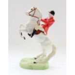 Beswick model of Huntsman on rearing horse, second version, in grey colourway, model no. 868