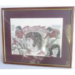 Syd Little Collection - Framed and mounted montage 'Touch of Genius' signed by George Best