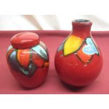Poole Pottery hand painted flambe ginger jar, moulded Poole mark on base, scratched number 393 and