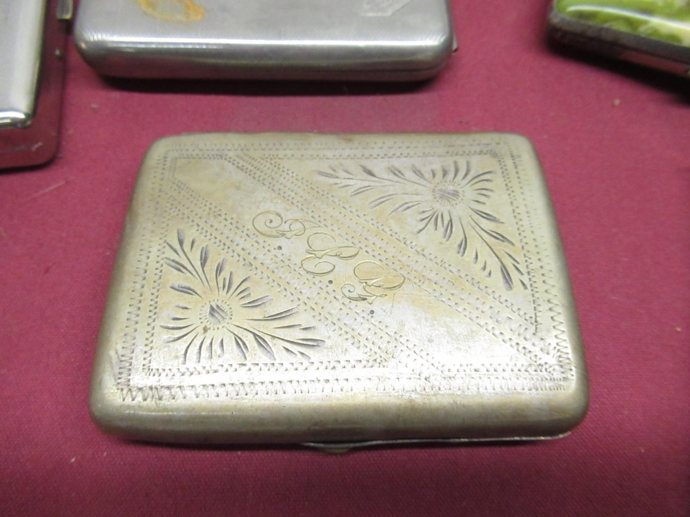Collection of 1920's and later EPNS, silver and chrome plated cigarette cases, some souvenir, some - Image 5 of 5