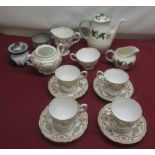 Staffordshire fine bone china part tea set, Wedgwood Hereford coffee pot and milk jug, studio