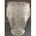 C.1930's Verlys French frosted glass vase, relief moulded with thistle decoration, H24.5cm