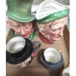 Five Beswick character jugs - "Micawber" impressed no. 310 H22.5cm, "Scrooge" impressed no. 372