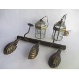 Syd Little Collection - Selection of light fittings including brass picture light with three shell
