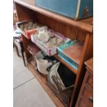 Waxed pine open bookcase with panelled back and two shelves on a plinth base W122cm D34cm H140cm