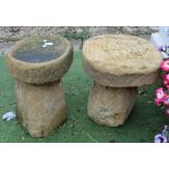 Pair of sandstone staddle stones, approx. H18" (2)