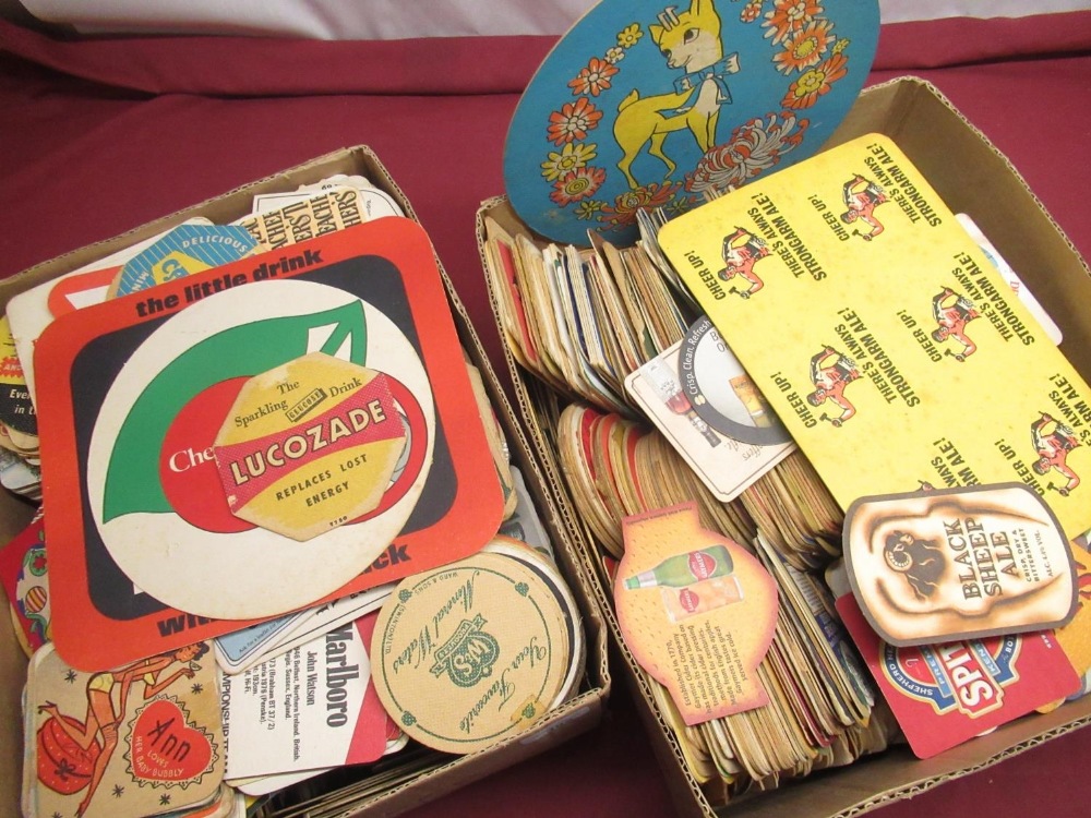 1950 and later beer mats and coasters incl. Babycham, Real Ales, Lagers etc (2 boxes)