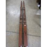 Pair of Regency style carved and turned mahogany bed posts, H225cm (2)