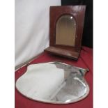 Mahogany hall mirror with arched plate above a shelf and a copper framed mirror (2)